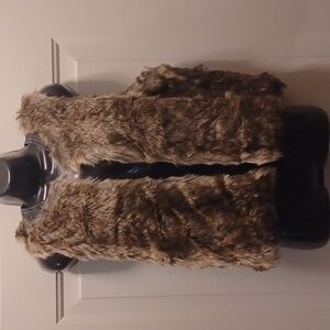 Massimo Dutti Black/Gray faux fur with leather Trim, Size S/P